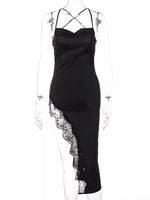 Lace Detail Split Spaghetti Strap Dress