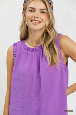 Umgee Ruffle Neck Sleeveless Top