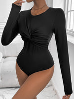 Perfee Twisted Round Neck Long Sleeve Bodysuit - Ladyez
