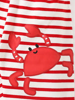 Children's Crab Graphic T-Shirt and Striped Shorts Set
