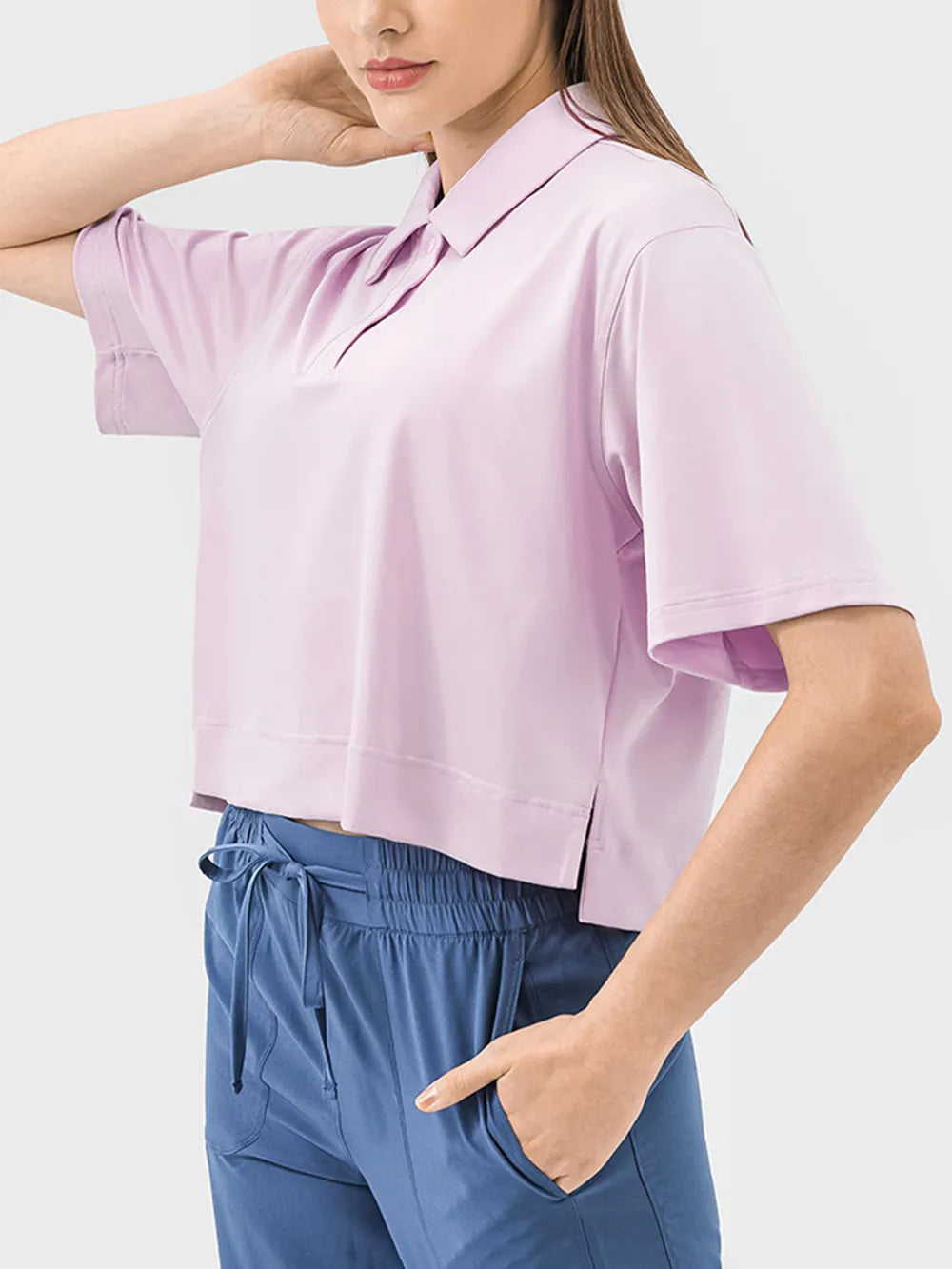 Millennia Half Button Short Sleeve Active T-Shirt - Ladyez