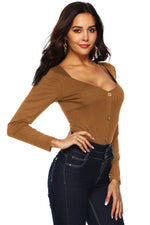 Button Detail Bodysuit - Ladyez