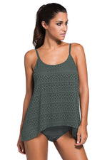 Full Size Spaghetti Strap Scoop Neck Tankini Set - Ladyez