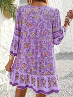 Floral Print Tassel Tie Neck Mini Dress