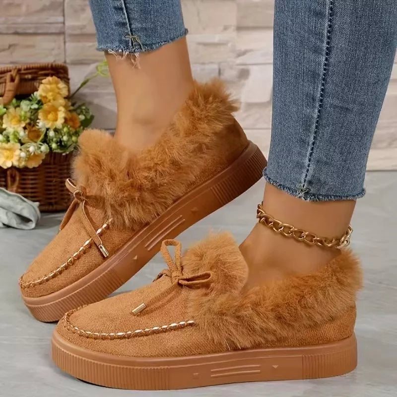Fuzzy Round Toe Slip-Ons