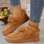 Fuzzy Round Toe Slip-Ons