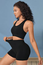 Cropped Sports Tank and Shorts Set - Ladyez