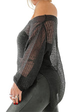 Side Slit Long Sleeve Knit Cover Up