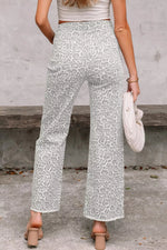 Leopard Print Wide Leg Jeans