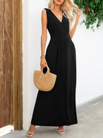 Surplice Neck Sleeveless Maxi Dress - Ladyez