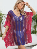 Rainbow Gradient Crochet Beach Cover Up - Ladyez