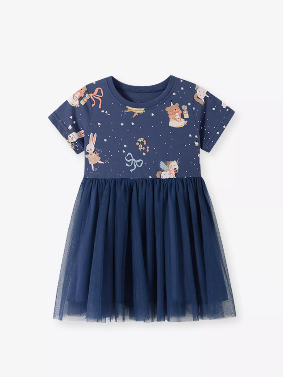 Children's Cartoon Print Tulle Dress