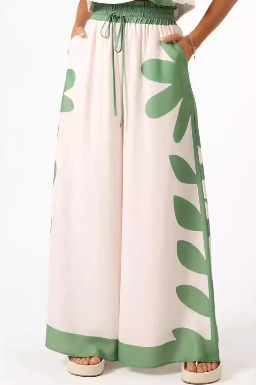 Leaf Print Tank Top and Pants Set