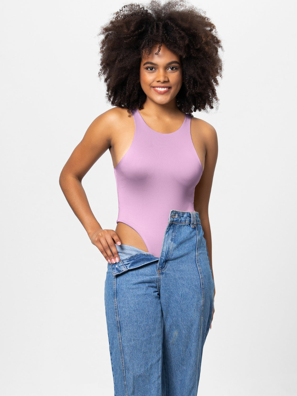 Full Size Round Neck Wide Strap Bodysuit - Ladyez