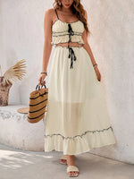 Contrast Trim Scoop Neck Cami and Skirt Set