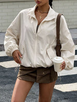 Zip-Up Dropped Shoulder Jacket