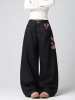 Embroidered Wide-Leg Jeans