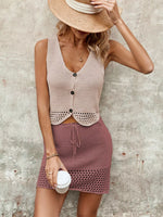 Crochet Knit Vest and Skirt Set