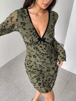 Floral Print Flare Sleeve Mini Dress
