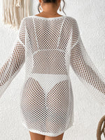 Openwork V-Neck Slit Cover-Up - Ladyez