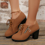 Lace-Up Block Heel Pumps