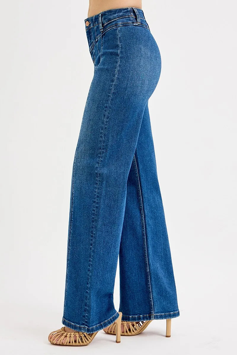 RISEN Seam Detail Wide Leg Jeans - Ladyez