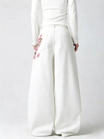 Embroidered Wide-Leg Jeans