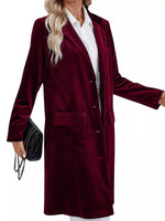 Lapel Collar Long Sleeve Longline Coat