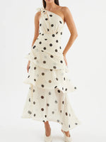 Polka Dot One-Shoulder Ruffle Dress