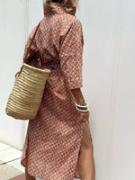 Full Size Printed Button-Down Midi Dress Plus Size