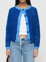 Contrast Trim Button-Up Cardigan
