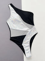 Contrast Panel One-Piece Swimsuit - Ladyez