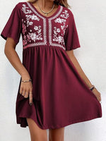Floral Short Sleeve Flowy Mini Dress