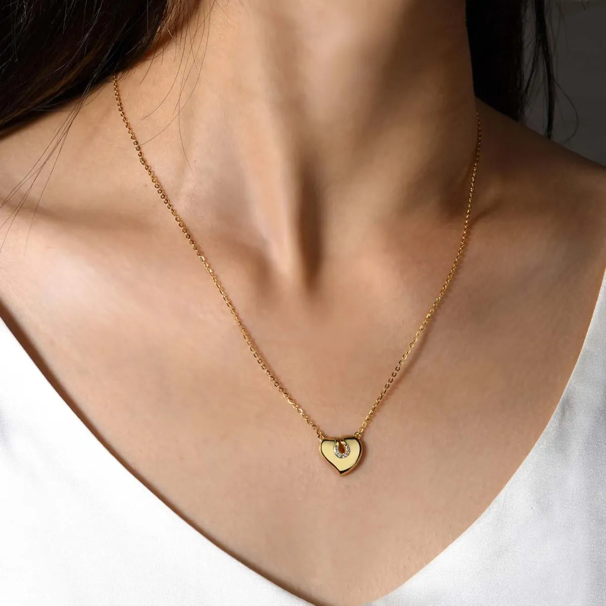 Moissanite 925 Sterling Silver Heart Necklace - Ladyez