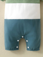 Children's Color Block Polo Collar Short Sleeve One-Piece