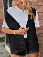 Sleeveless Button-Down Denim Jacket Vest