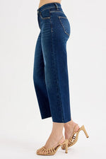 RISEN Full Size Tummy Control High Rise Crop Wide Jeans Plus Size - Ladyez
