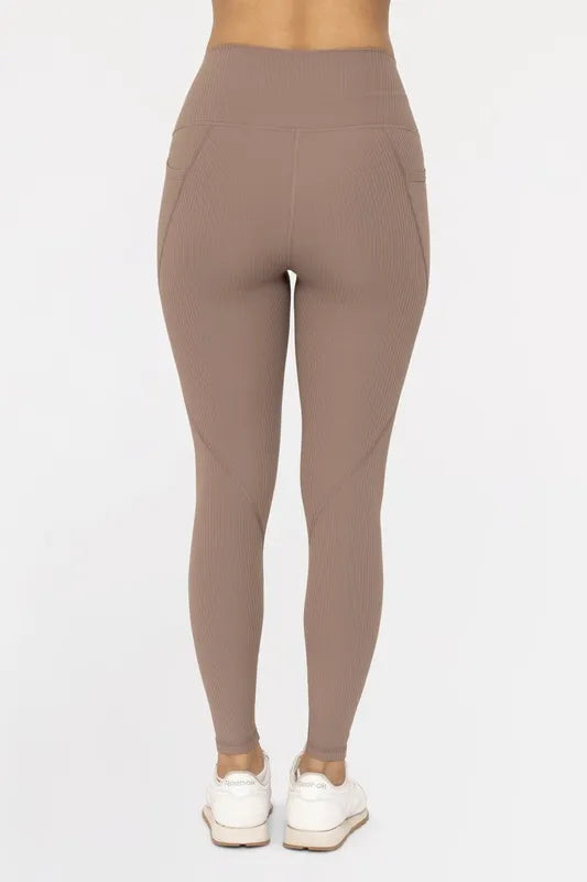 MONO B Soft Ribbed High Waisted Leggings - Ladyez