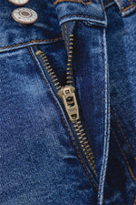 Double Button Zip Fly Straight Leg Jeans