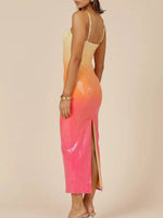 Slit Back Gradient Cami Dress