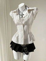 Polka Dot Cap Sleeve Blouse