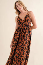 And The Why Leopard Print Plunge Maxi Dress