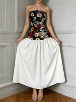 Floral Embroidered Tube Maxi Dress