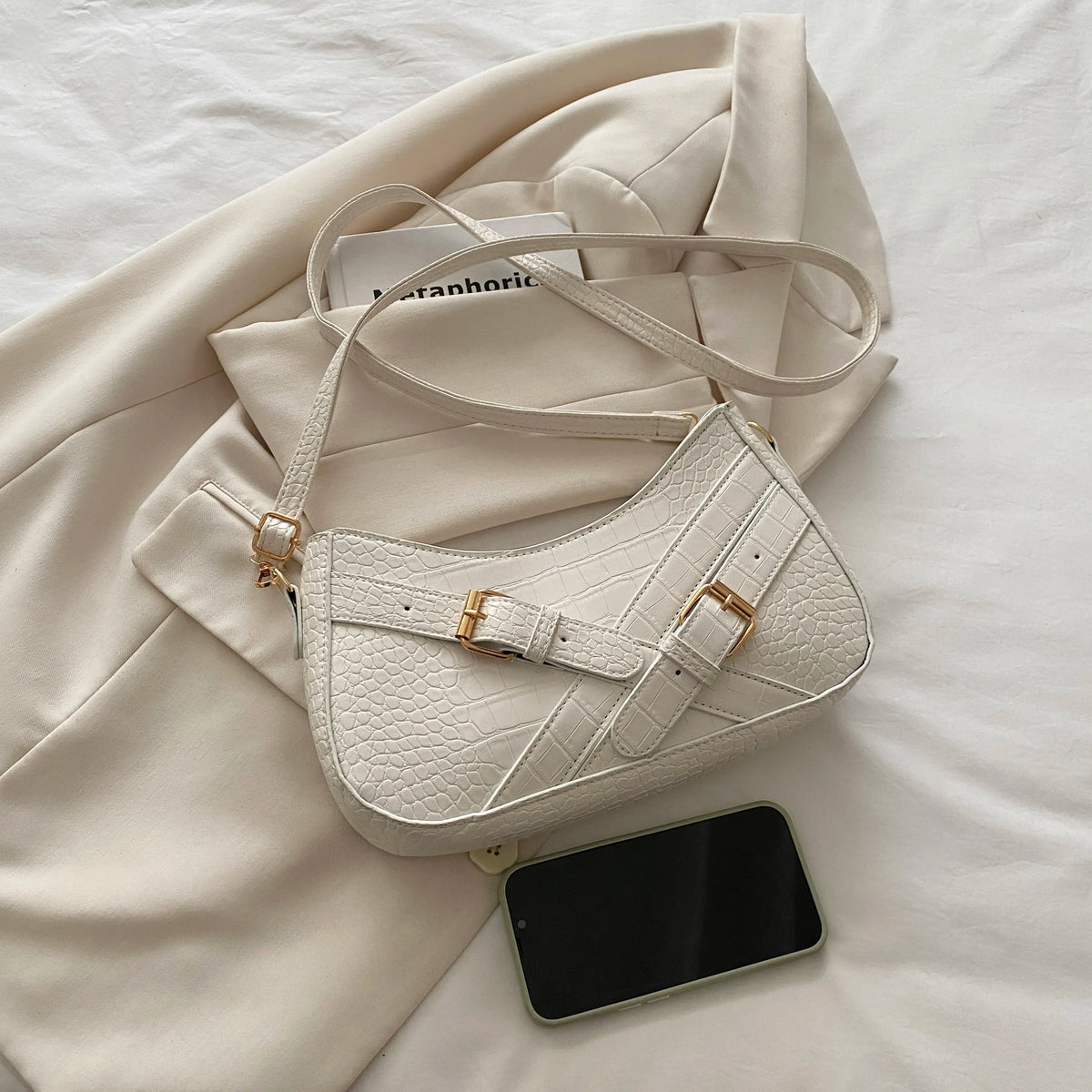 Crocodile Pattern Underarm Shoulder Bag - Ladyez