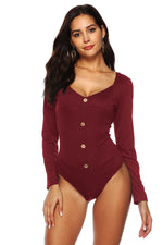 Button Detail Bodysuit - Ladyez