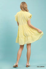 Umgee Tiered Ruffle Sleeve Textured Mini Dress