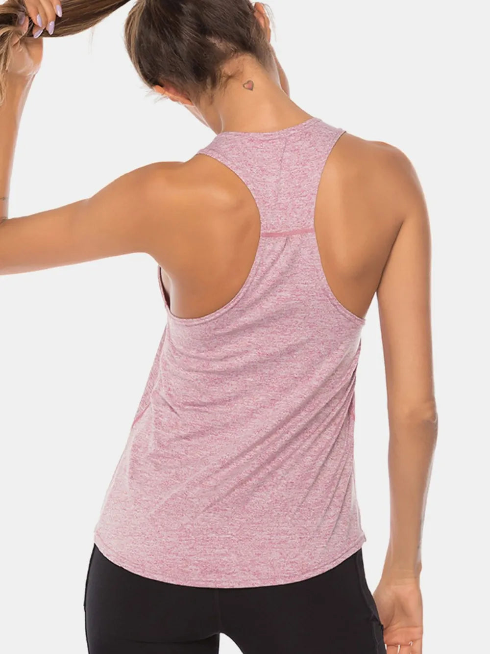 Full Size Scoop Neck Wide Strap Active Tank - Ladyez