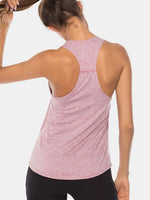 Full Size Scoop Neck Wide Strap Active Tank - Ladyez