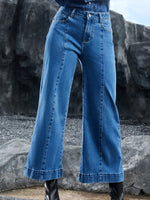 Seam Detail Flared Bottom Ankle Length Jeans - Ladyez