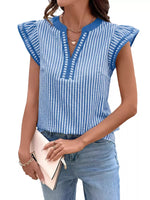 Striped Ruffle Sleeve Blouse